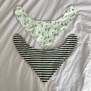 Hanna Andersson Bibs | Set of 2 | Black and White Stripes and Unicorns